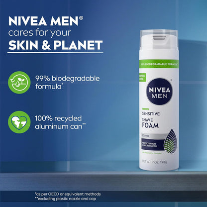 NIVEA MEN Sensitive Shave Foam – Calming Daily Shaving Ritual for Men with Sensitive Skin