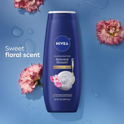 NIVEA Nourishing Botanical Blossom Body Wash for Women – Daily Shower Cleanser for Dry Sensitive Skin, Self Care Ritual with Provitamin B5 and Vitamin E