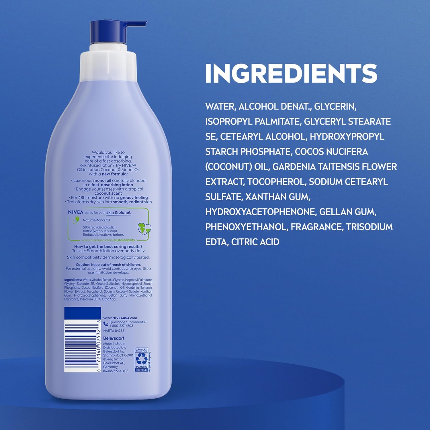 NIVEA Oil Infused Coconut and Monoi Body Lotion – Nightly Wind-Down Moisturizer for Mindful Self-Care