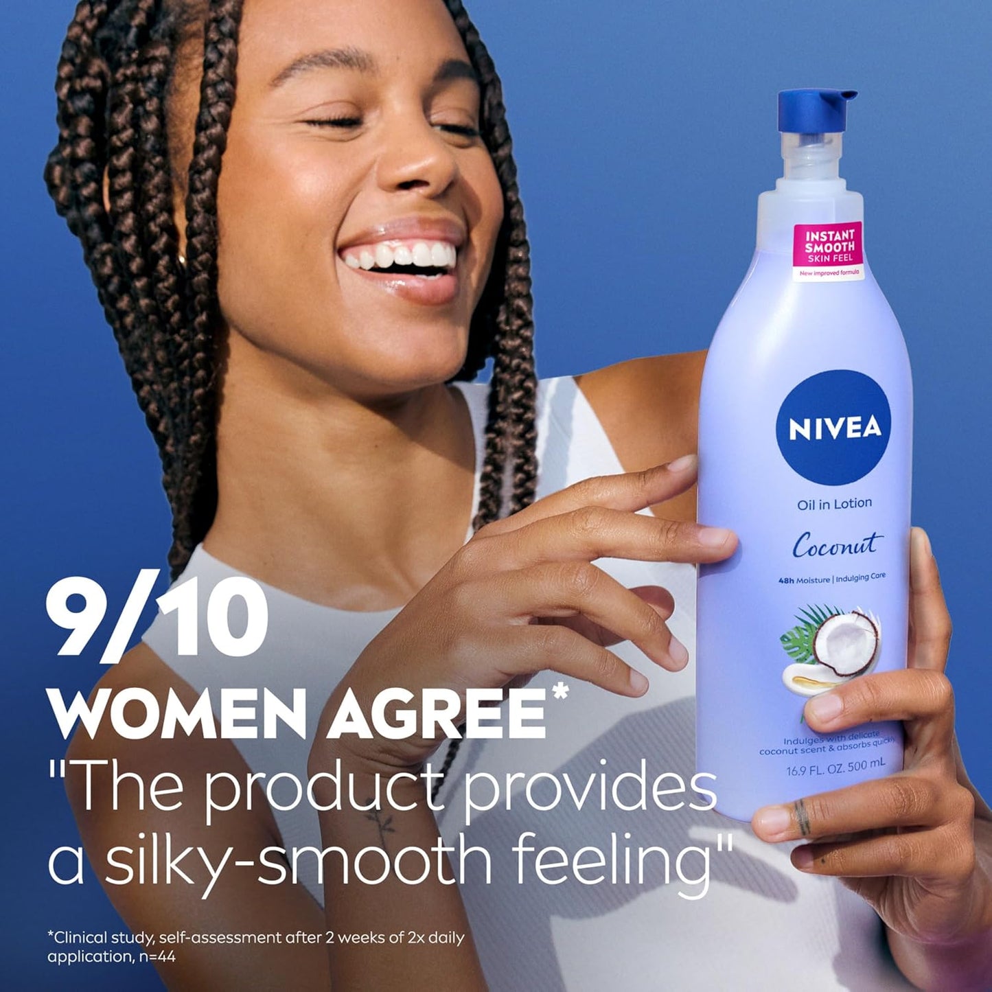 NIVEA Oil Infused Coconut and Monoi Body Lotion – Nightly Wind-Down Moisturizer for Mindful Self-Care