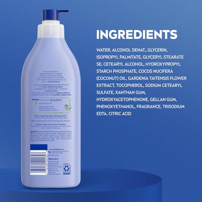 NIVEA Oil Infused Coconut and Monoi Body Lotion – Tropical Coconut Scent for Stress-Relief Self-Care