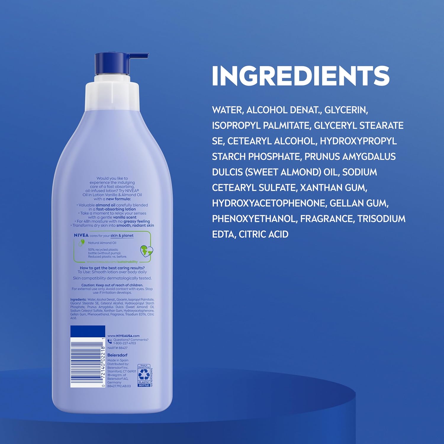 NIVEA Oil Infused Vanilla and Almond Oil Body Lotion – Mindful Self-Care Ritual for Women, Daily Hydrating Moisture for Spa-Style Bathrooms