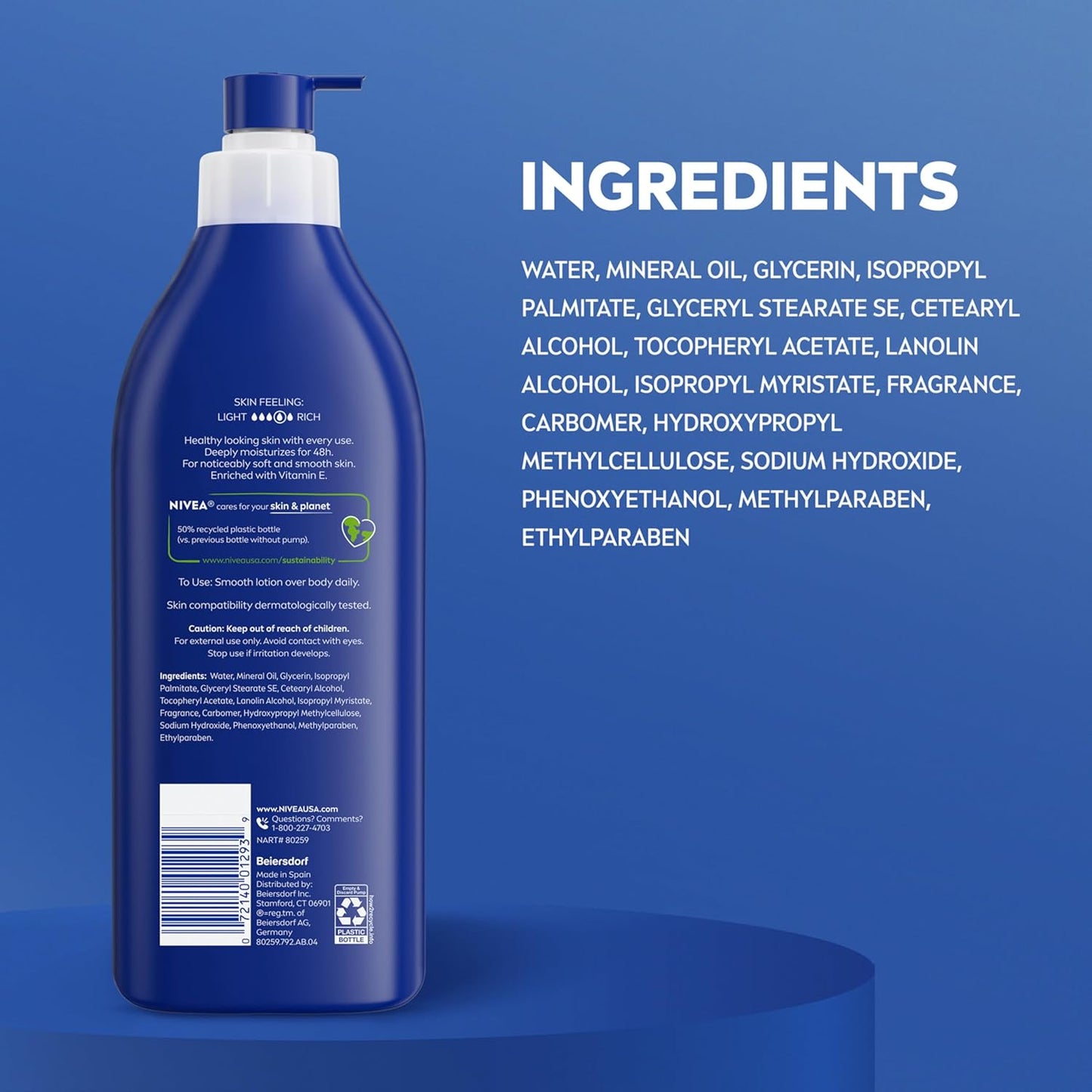 NIVEA Original Moisture Body Lotion with Vitamin E – Thoughtful Skincare Gift for Her, 16.9 Fl Oz Pump Bottle