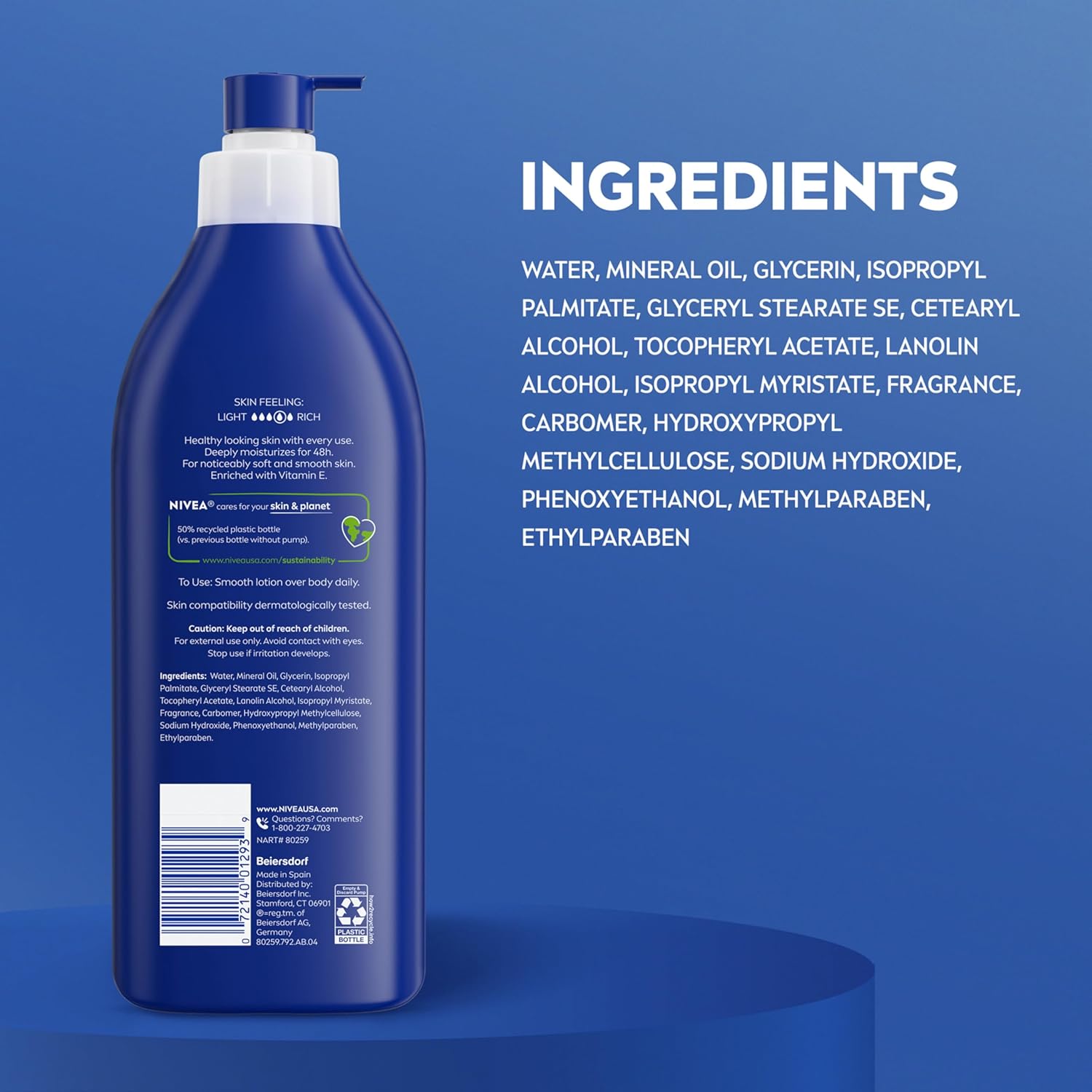 NIVEA Original Moisture Body Lotion with Vitamin E – Thoughtful Skincare Gift for Her, 16.9 Fl Oz Pump Bottle
