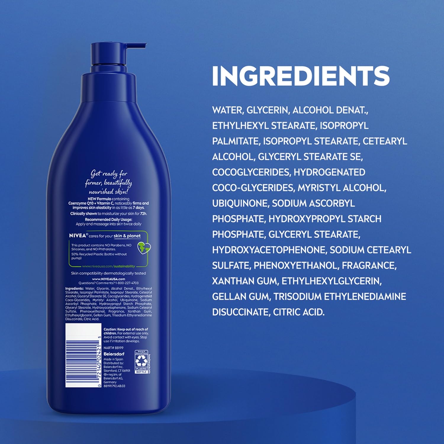 NIVEA Skin Firming Body Lotion with Q10 – Clean Beauty Staple for the Uncluttered Vanity, 16.9 Fl Oz