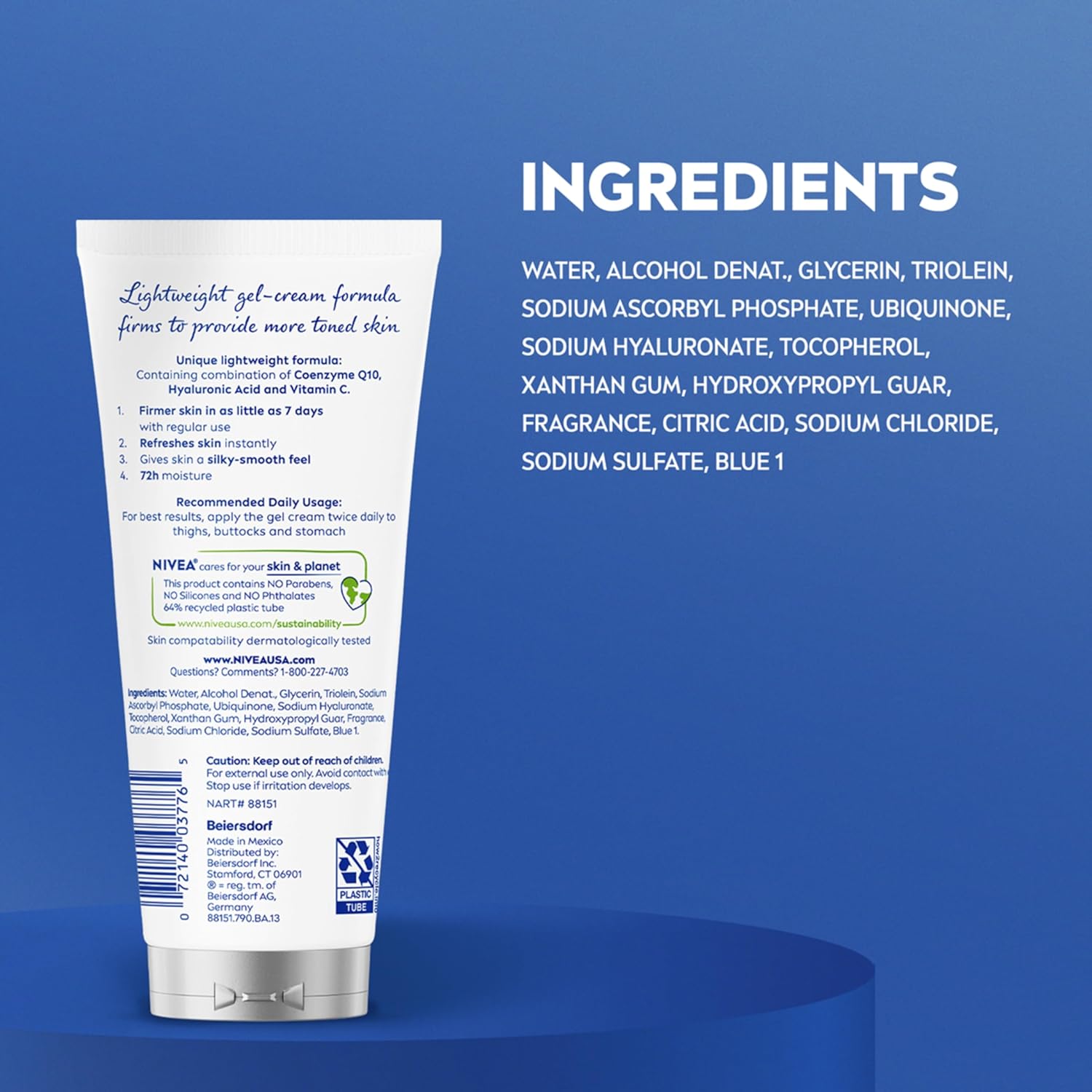 NIVEA Skin Firming & Toning Body Gel Cream – Q10 + Hyaluronic Acid for a Restorative Nightly Self-Care Ritual