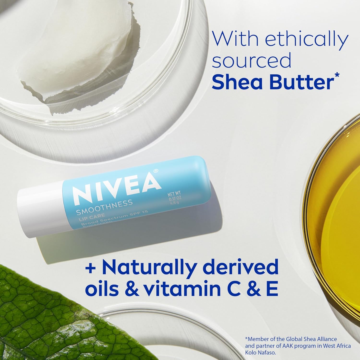 NIVEA Smoothness SPF 15 Lip Balm – Pocket-Sized Sunscreen Lip Care for Beach, Pool, and Hiking