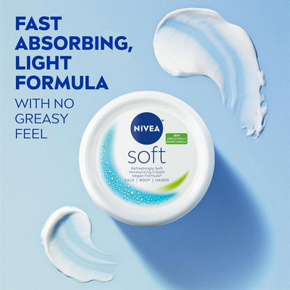 NIVEA Soft Moisturizing Cream – One-Jar Minimalist Skincare for Face, Body, and Hands, 16 Oz
