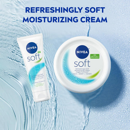 NIVEA Soft Moisturizing Cream – Post-Shower Self-Care Ritual for Full-Body Hydration, 16 Oz Jar
