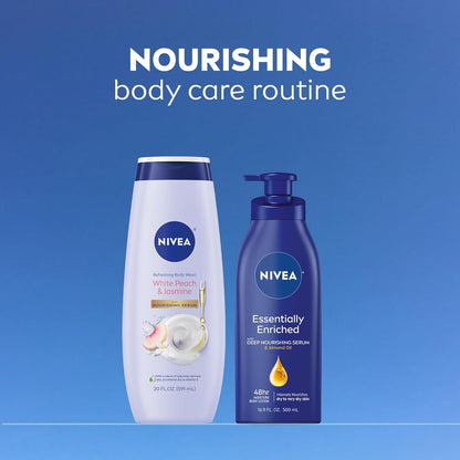 NIVEA White Peach and Jasmine Body Wash – Hydrating Self-Care Shower Ritual for Women, 20 Fl Oz