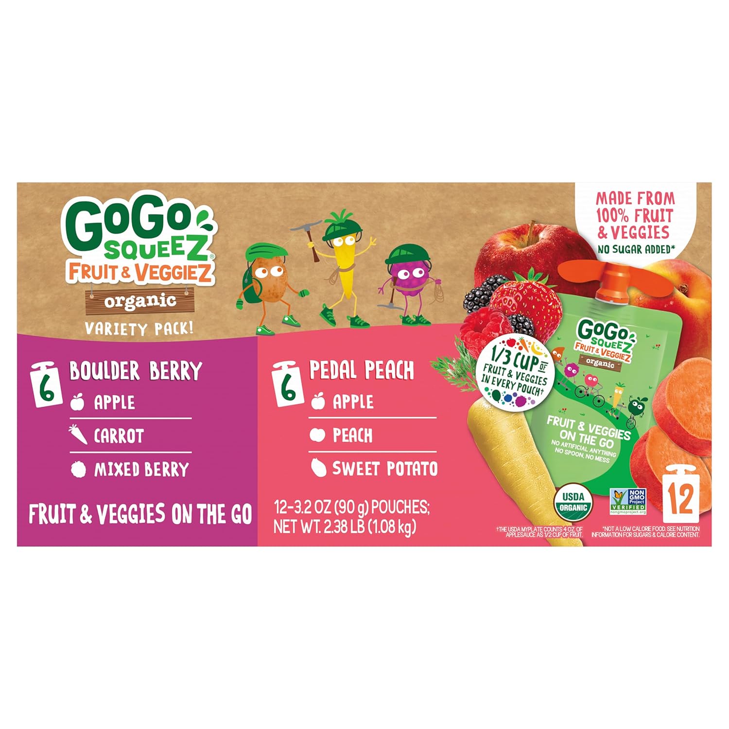 no-spoon squeeze pouch with built-in straw and easy-open cap for mess-free eating