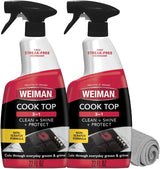 Weiman 2-Pack Cooktop Cleaning Spray & Microfiber Cloth – Quick Daily Degreaser for Home Office Kitchenettes and Focus-Friendly Workspaces