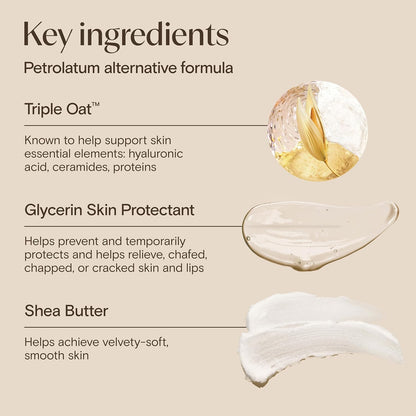 non-greasy, fast-absorbing ointment texture safe for body, face, hands, lips, feet, heels, and cuticles