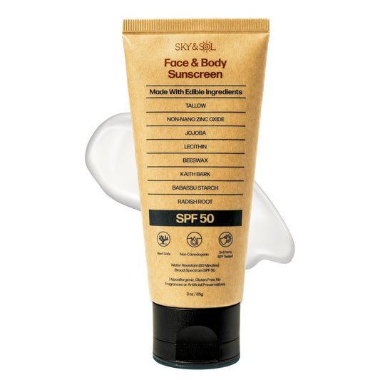 non-nano zinc oxide providing broad-spectrum spf 50 mineral protection