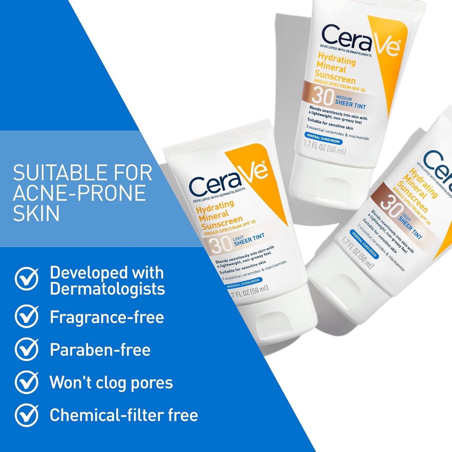 noncomedogenic, fragrance-free, paraben-free, oxybenzone-free, and benzene-free formula