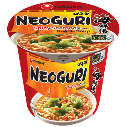 Nongshim Neoguri Spicy Seafood Cup – Balanced Heat Instant Noodles for Mindful Lunches and Calming Kitchen Rituals, Pack of 6