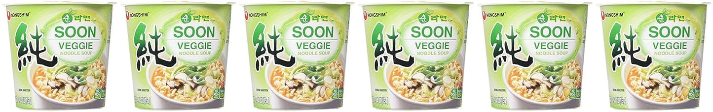 Nongshim Soon Veggie Cup Noodle – Quick Desk Lunch for Remote Workers, Microwaveable Vegan Meal Between Meetings