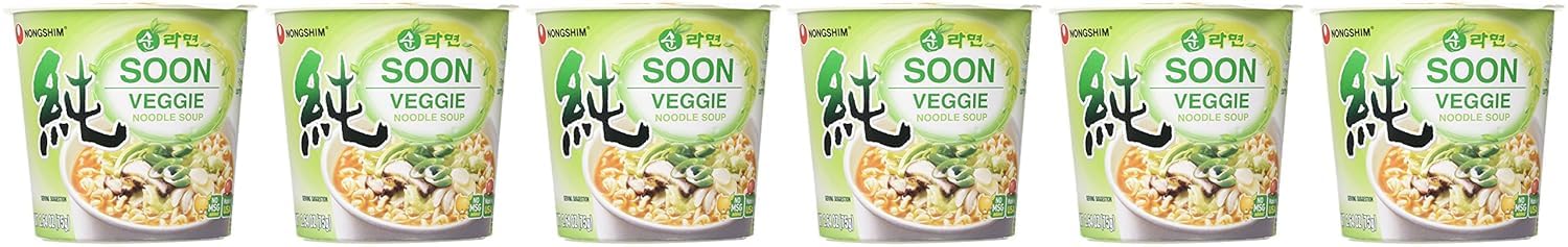Nongshim Soon Veggie Cup Noodle – Quick Desk Lunch for Remote Workers, Microwaveable Vegan Meal Between Meetings