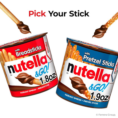 Nutella & GO! Pretzel Sticks with Hazelnut Spread Cups – Lunchbox Snack Pack for Kids, 24-Count 1.9 oz Portions