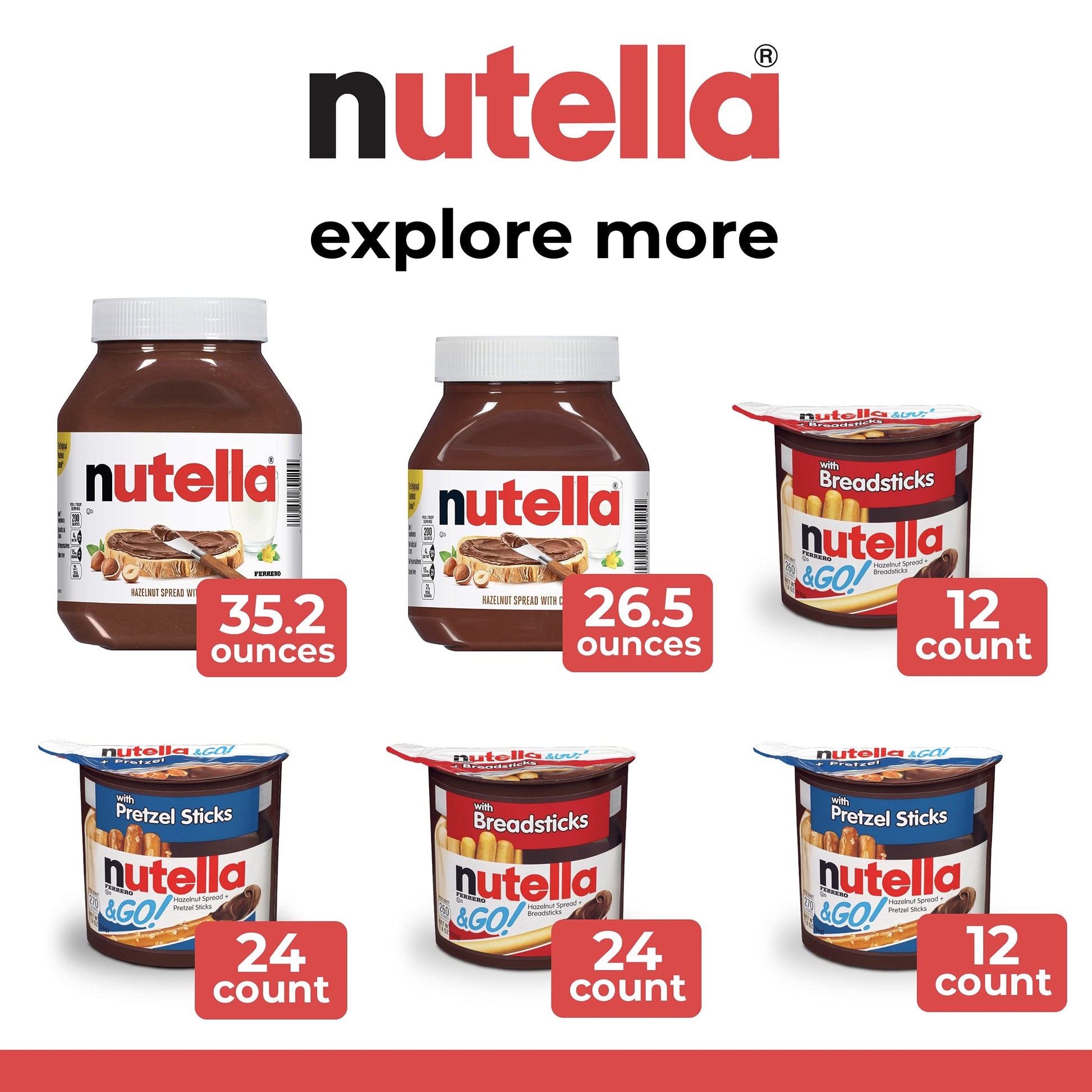Nutella Hazelnut Spread 26.5 Oz Jar – Kid Friendly Pantry Staple for Quick Pancake and Crepe Mornings
