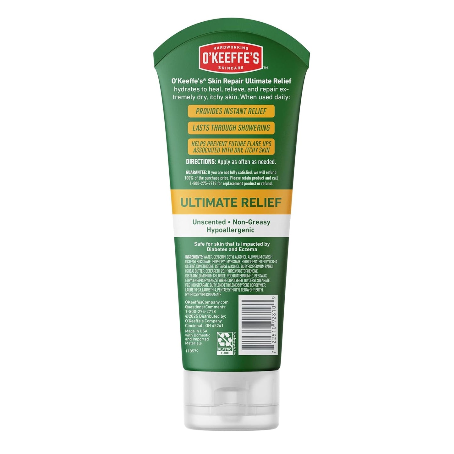 O'Keeffe's Eczema Cream – Fragrance-Free Moisturizer Safe for Caregiver-Applied Use, 7oz Tube