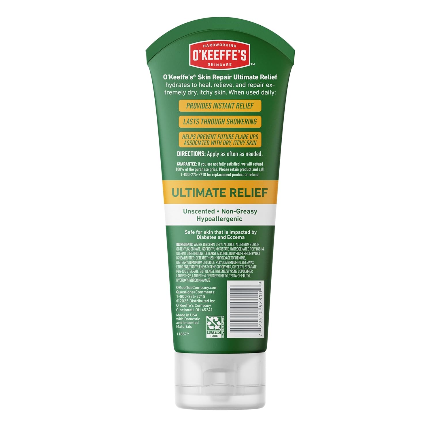 O'Keeffe's Eczema Cream – Fragrance-Free Moisturizer Safe for Caregiver-Applied Use, 7oz Tube