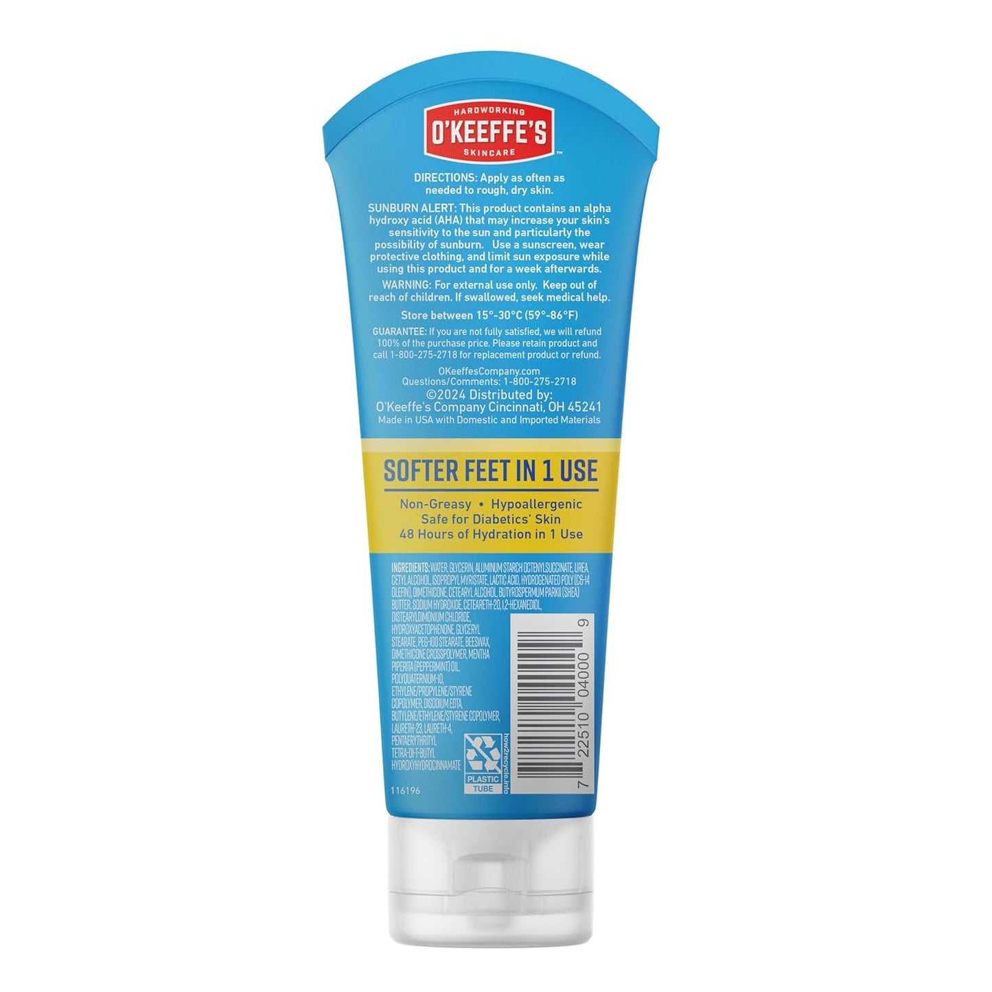 O'Keeffe's Healthy Feet Intense Renewal Cream with Urea & AHA – Nightly Bedtime Foot Repair Ritual for Extremely Dry, Cracked Heels, 3 oz