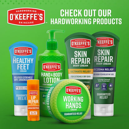 O'Keeffe's Lip Repair and Cream Set – Nightly Bedtime Self-Care Ritual for Cracked Hands, Dry Feet, and Chapped Lips