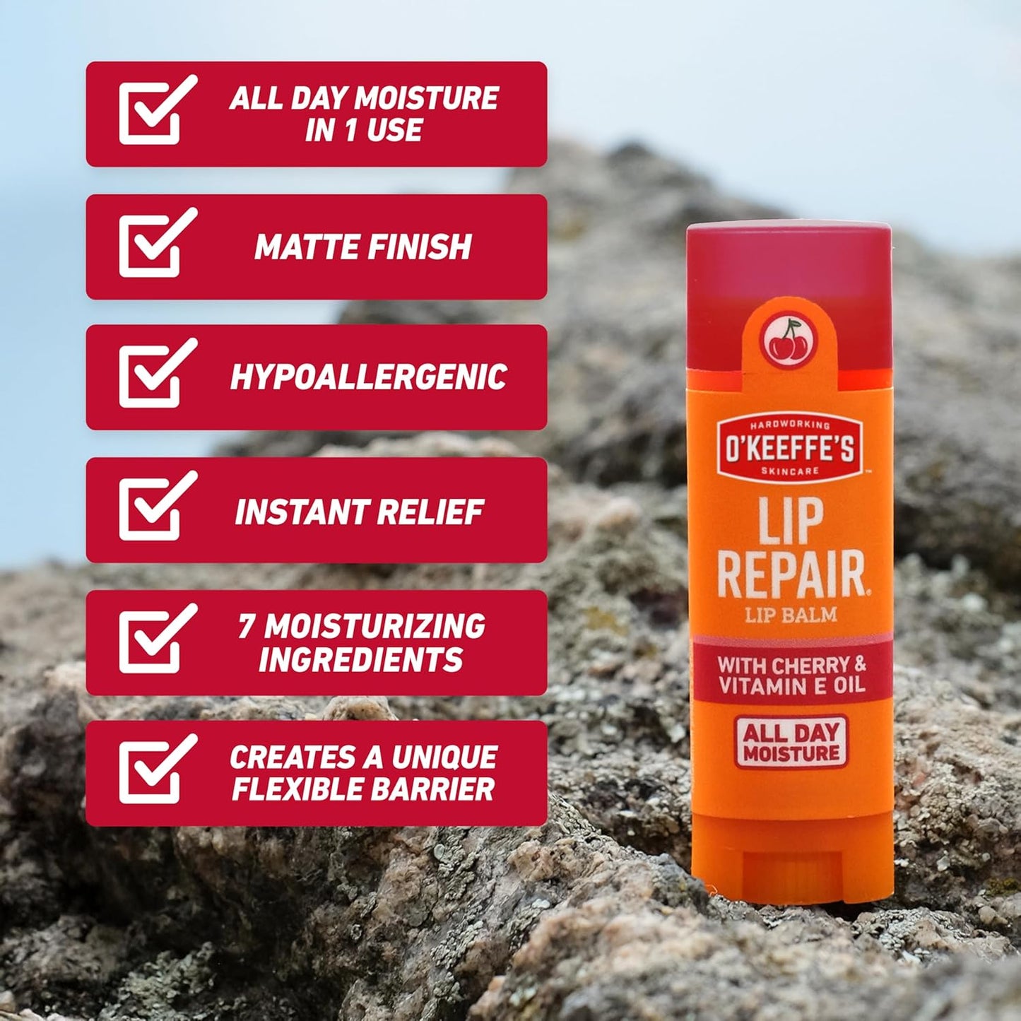 O'Keeffe's Lip Repair Balm Stick – Nightly Bedside Ritual for Severely Dry, Cracked Lips
