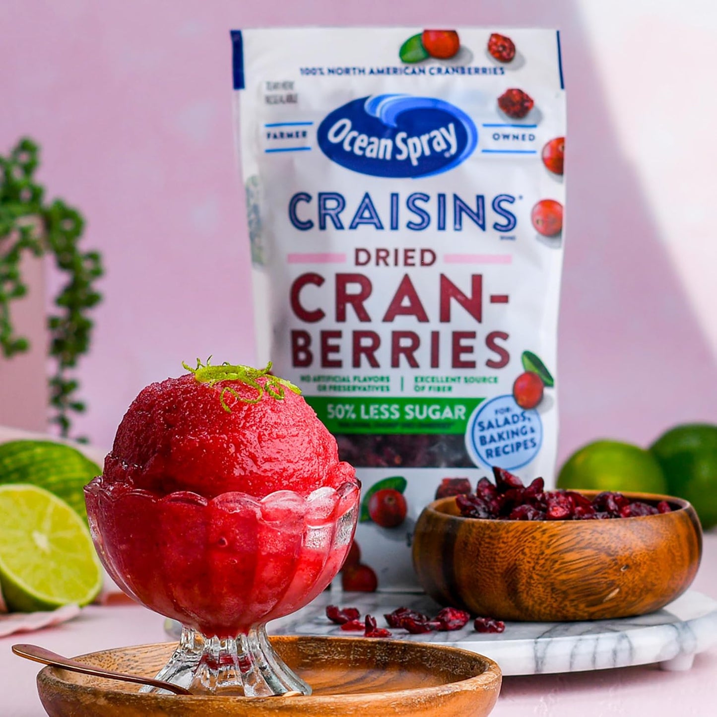 Ocean Spray Craisins 50% Less Sugar Dried Cranberries — Pantry Staple for Mindful Snacking and Blood Sugar Friendly Breakfast Bowls