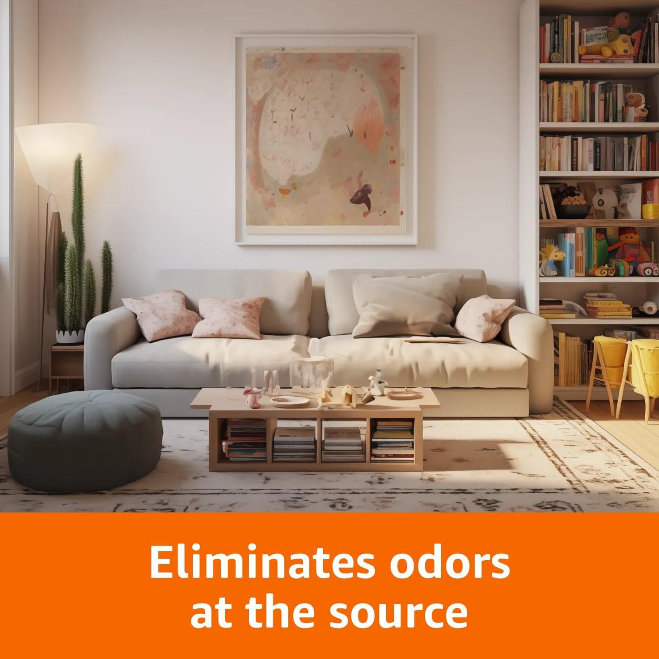 odor-neutralizing action at the source that also deters repeat pet marking