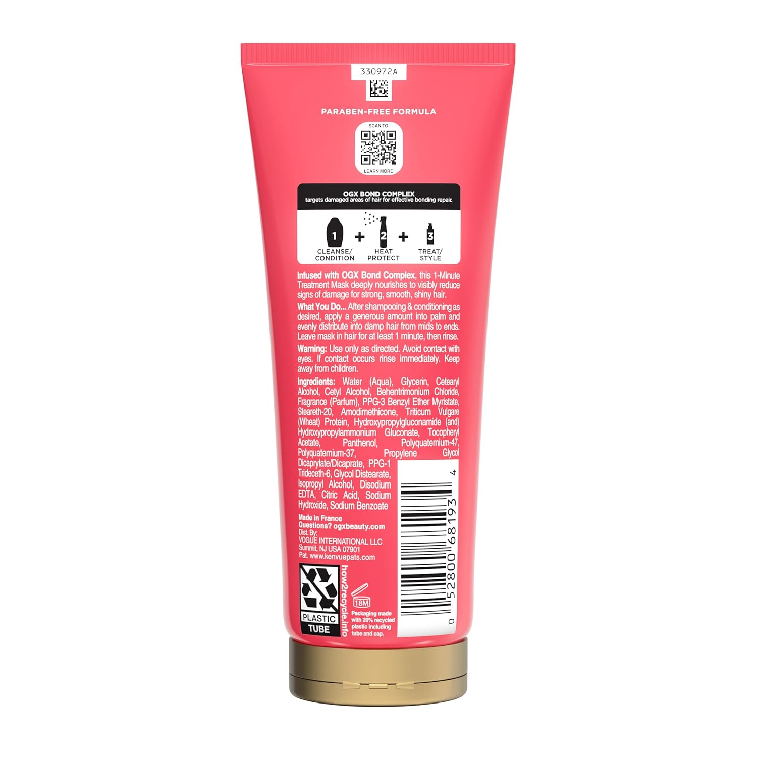 OGX Bond Protein Repair 1-Minute Treatment Mask – Fast Weekday Hair Fix for Working Parents