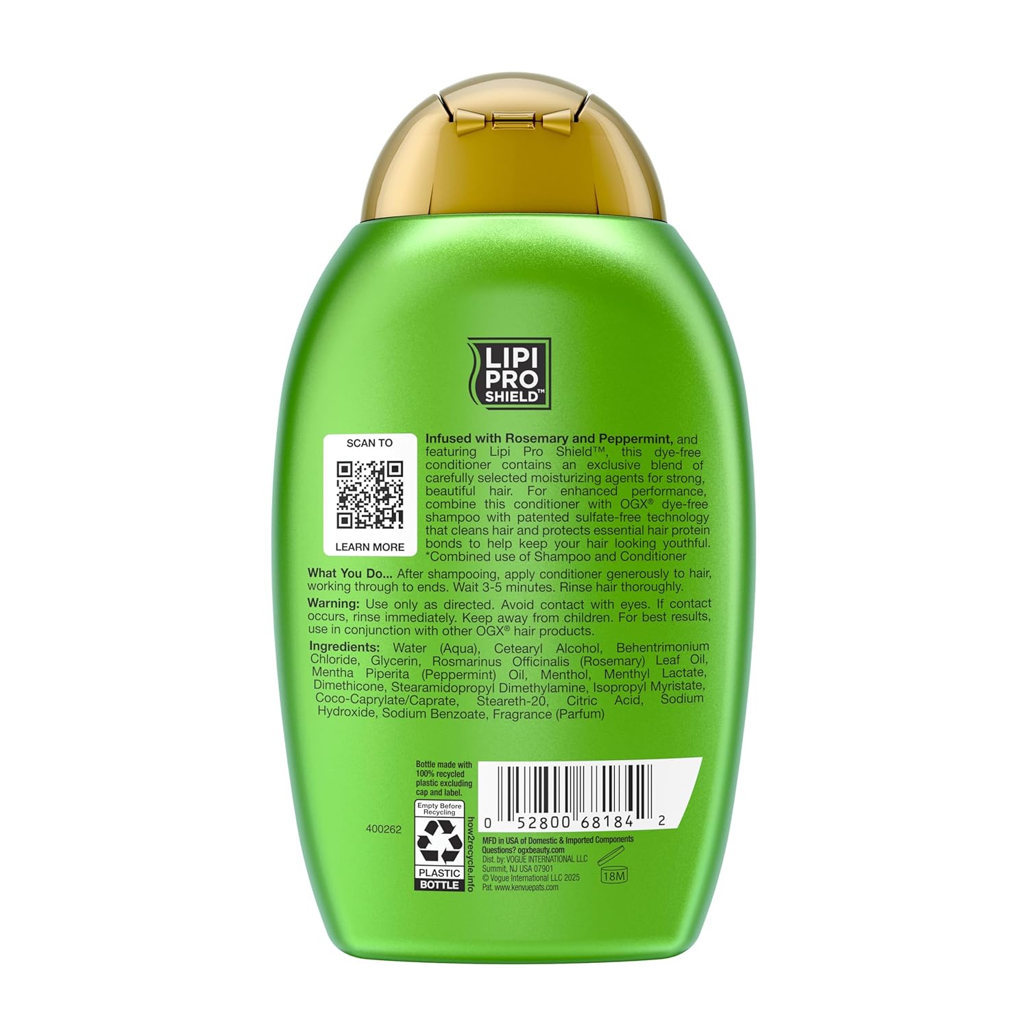 OGX Clarifying Strength + Rosemary Mint Conditioner – Long-Lasting Herbal Fragrance for Spa-Like Scalp Care, 13 fl oz