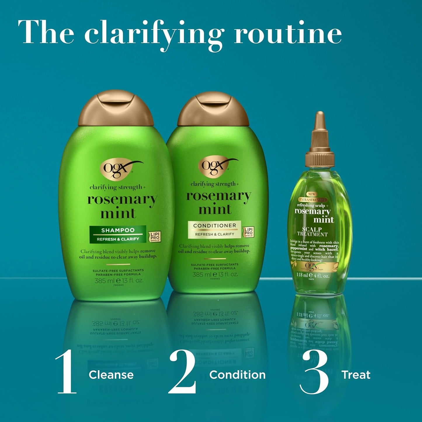 OGX Clarifying Strength + Rosemary Mint Conditioner – Long-Lasting Herbal Fragrance for Spa-Like Scalp Care, 13 fl oz