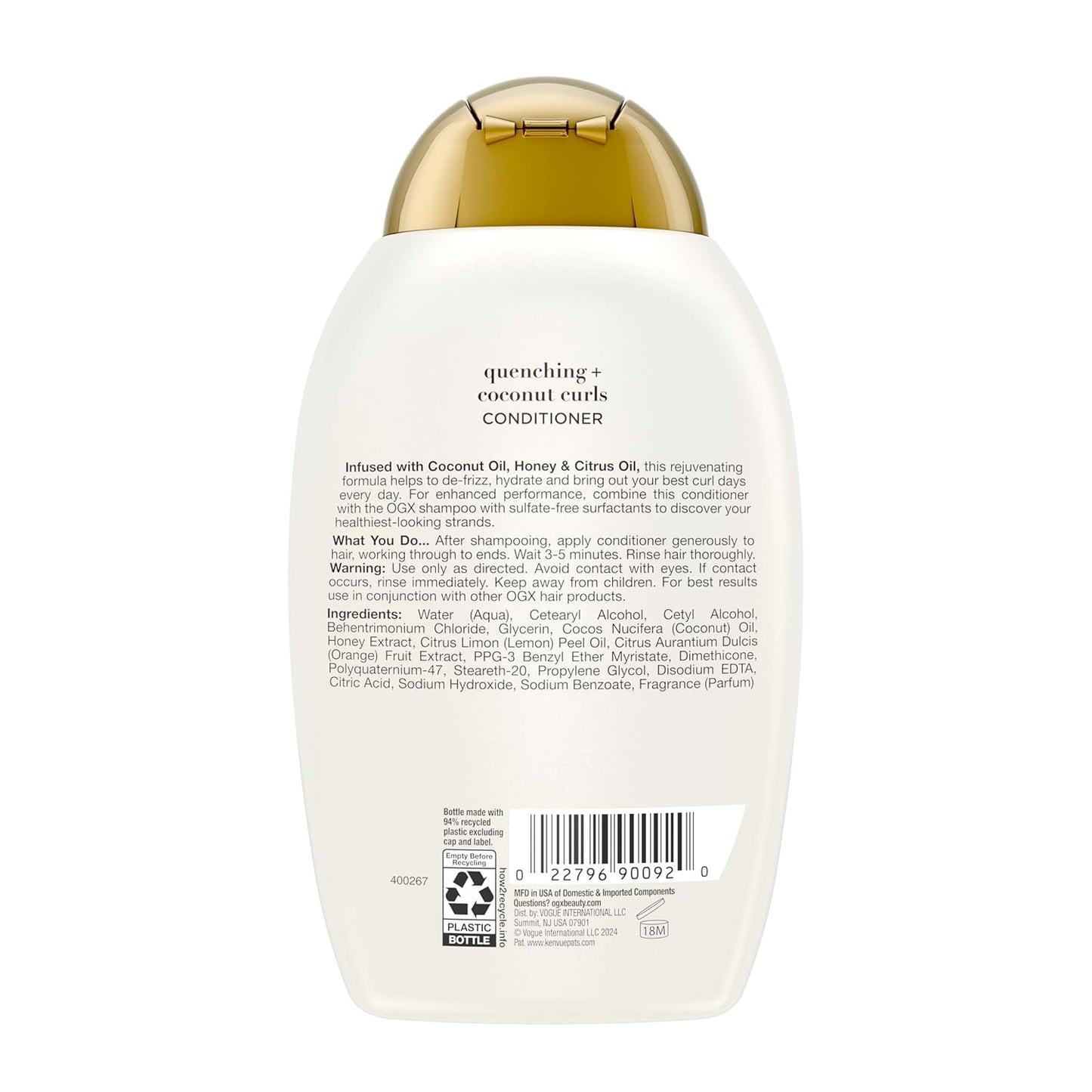 OGX Coconut Curls Conditioner – Indulgent Curly Hair Care with Coconut Water and White Orange Notes, Value Duo