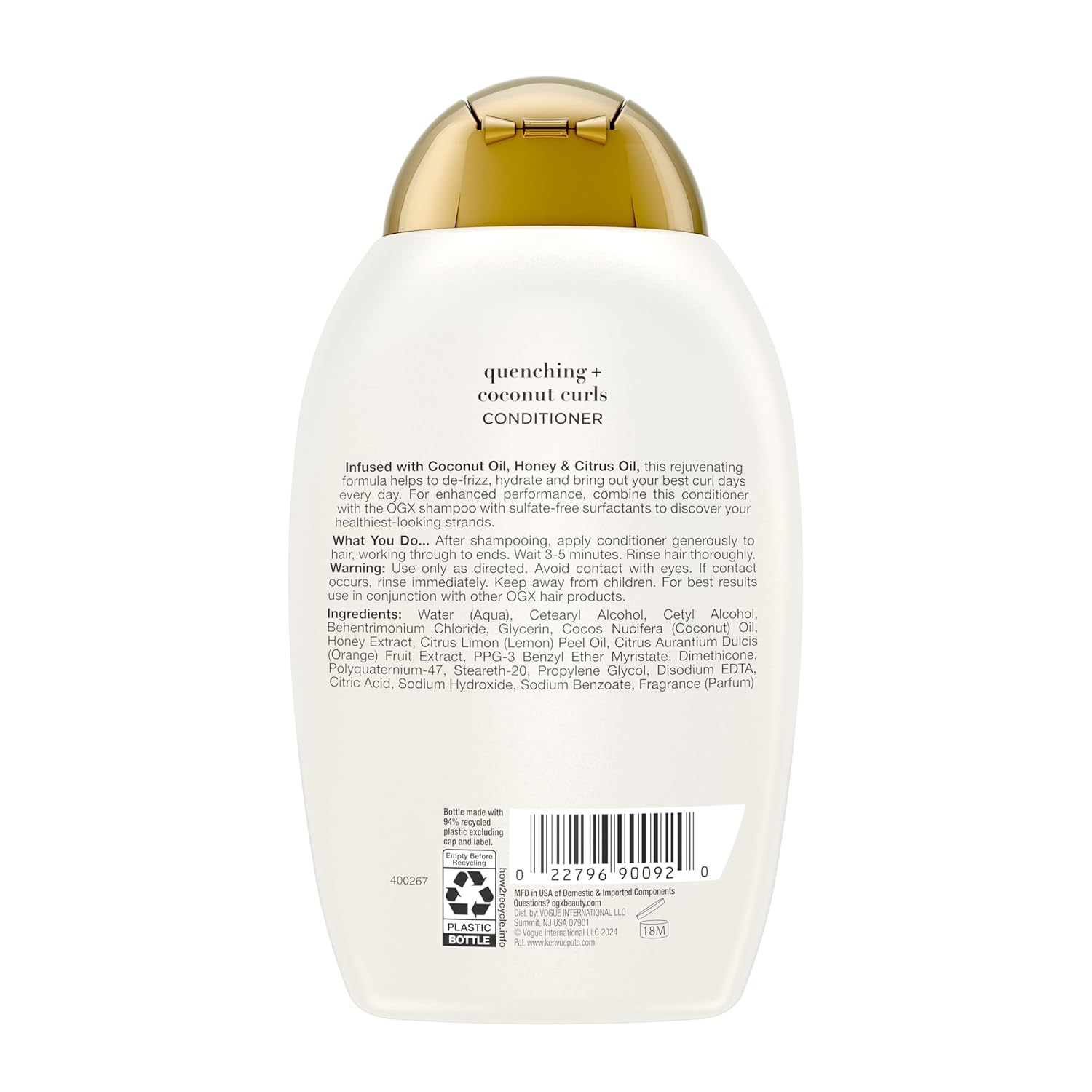 OGX Coconut Curls Conditioner – Indulgent Curly Hair Care with Coconut Water and White Orange Notes, Value Duo