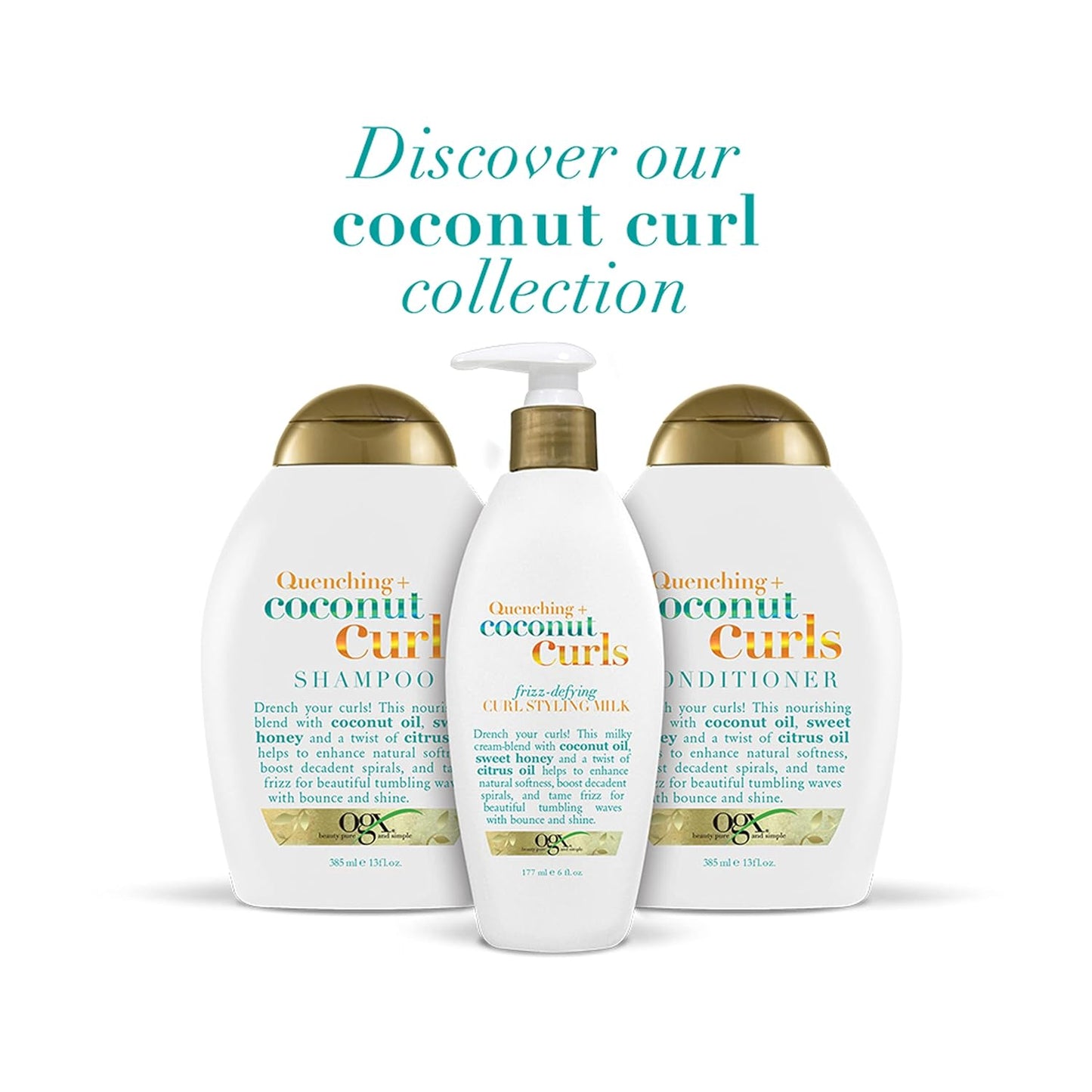OGX Coconut Curls Frizz-Defying Milk – Mindful Curly Hair Care Ritual with Coconut & Honey for Spa-Style Detangling, 6 fl oz