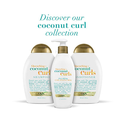OGX Coconut Curls Frizz-Defying Milk – Mindful Curly Hair Care Ritual with Coconut & Honey for Spa-Style Detangling, 6 fl oz
