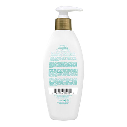OGX Coconut Curls Frizz-Defying Milk – Mindful Curly Hair Care Ritual with Coconut & Honey for Spa-Style Detangling, 6 fl oz