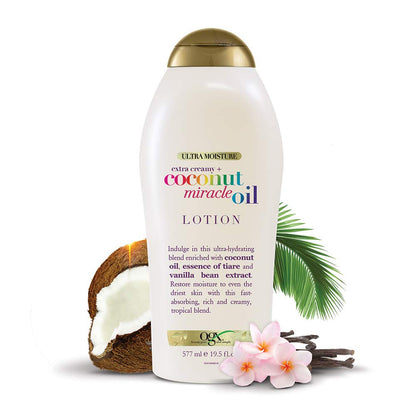 OGX Coconut Miracle Oil Body Lotion – Tropical Vanilla Scent Lotion for Meditation Room and Yoga Space Aromatherapy Ritual