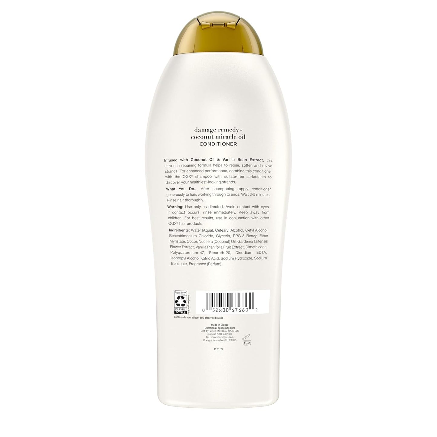 OGX Coconut Miracle Oil Conditioner – Nightly Hair Repair Ritual for Dry, Frizzy Strands