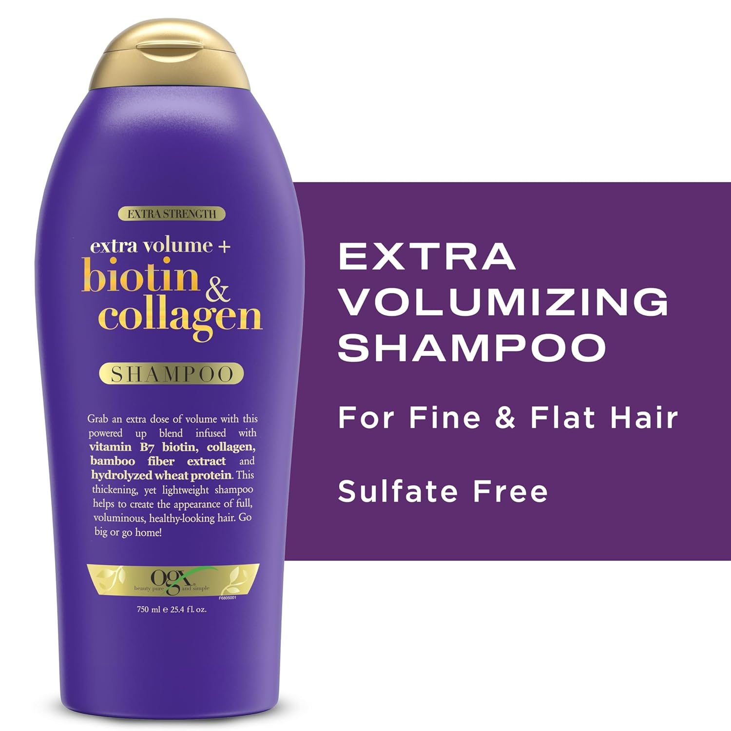 OGX Extra Strength Biotin & Collagen Shampoo – Mindful Volume Ritual for Fine Hair Self-Care, 25.4 fl oz