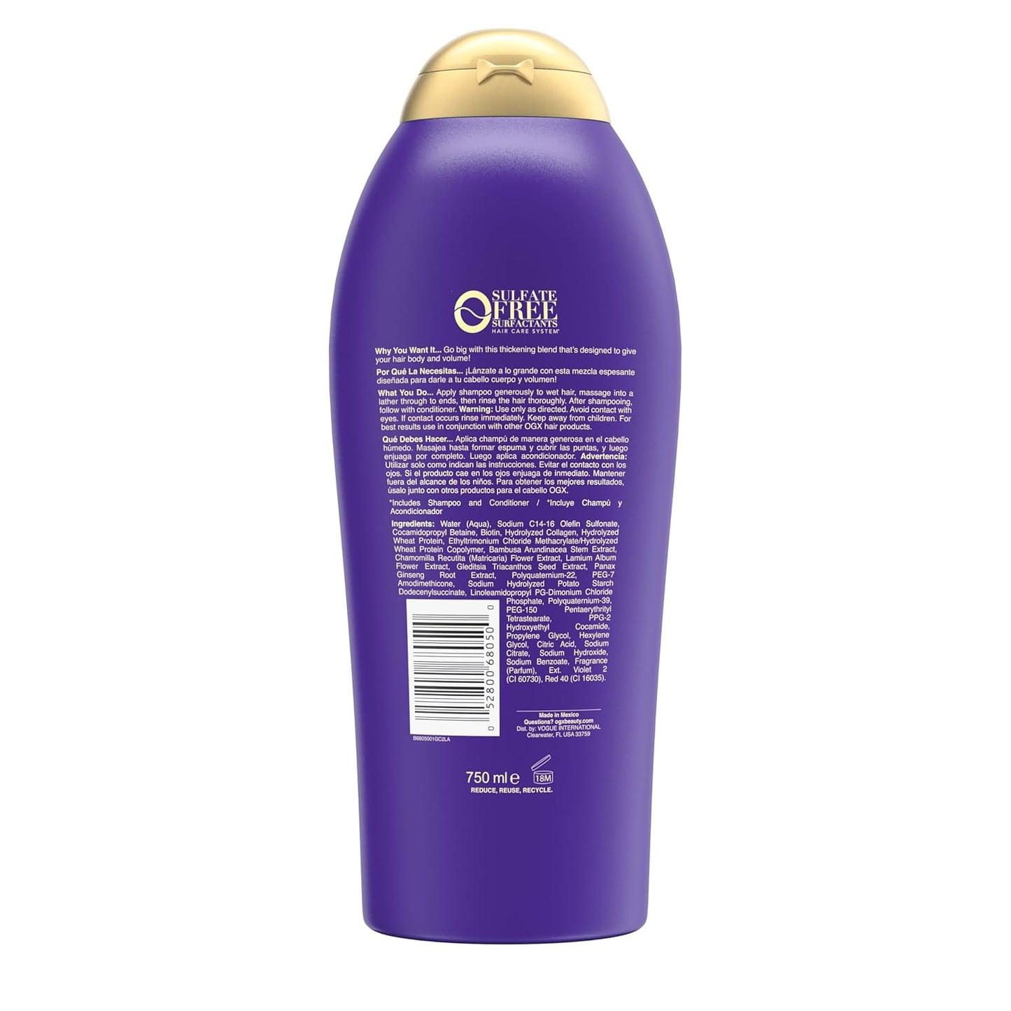 OGX Extra Strength Biotin & Collagen Shampoo – Thoughtful Birthday Gift for Her with Fuller Hair Goals, 25.4 fl oz