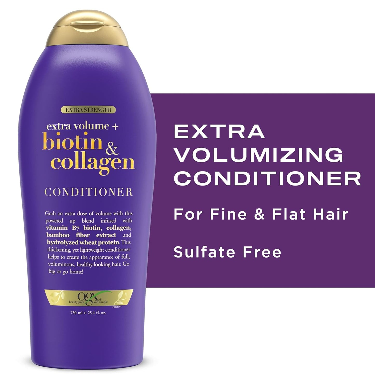 OGX Extra Strength Conditioner with Biotin & Collagen – Streamlined Volumizing Hair Care for Flat Hair