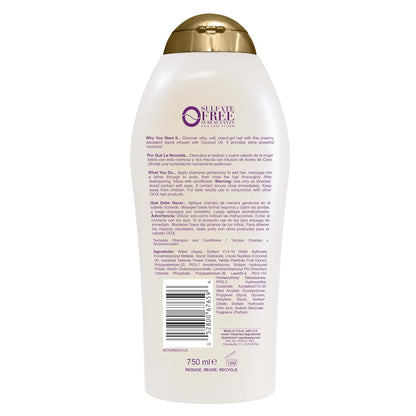 OGX Extra Strength Damage Remedy + Coconut Miracle Oil Shampoo – Thoughtful Birthday Gift for Women with Dry, Frizzy Hair, 25.4 Fl Oz