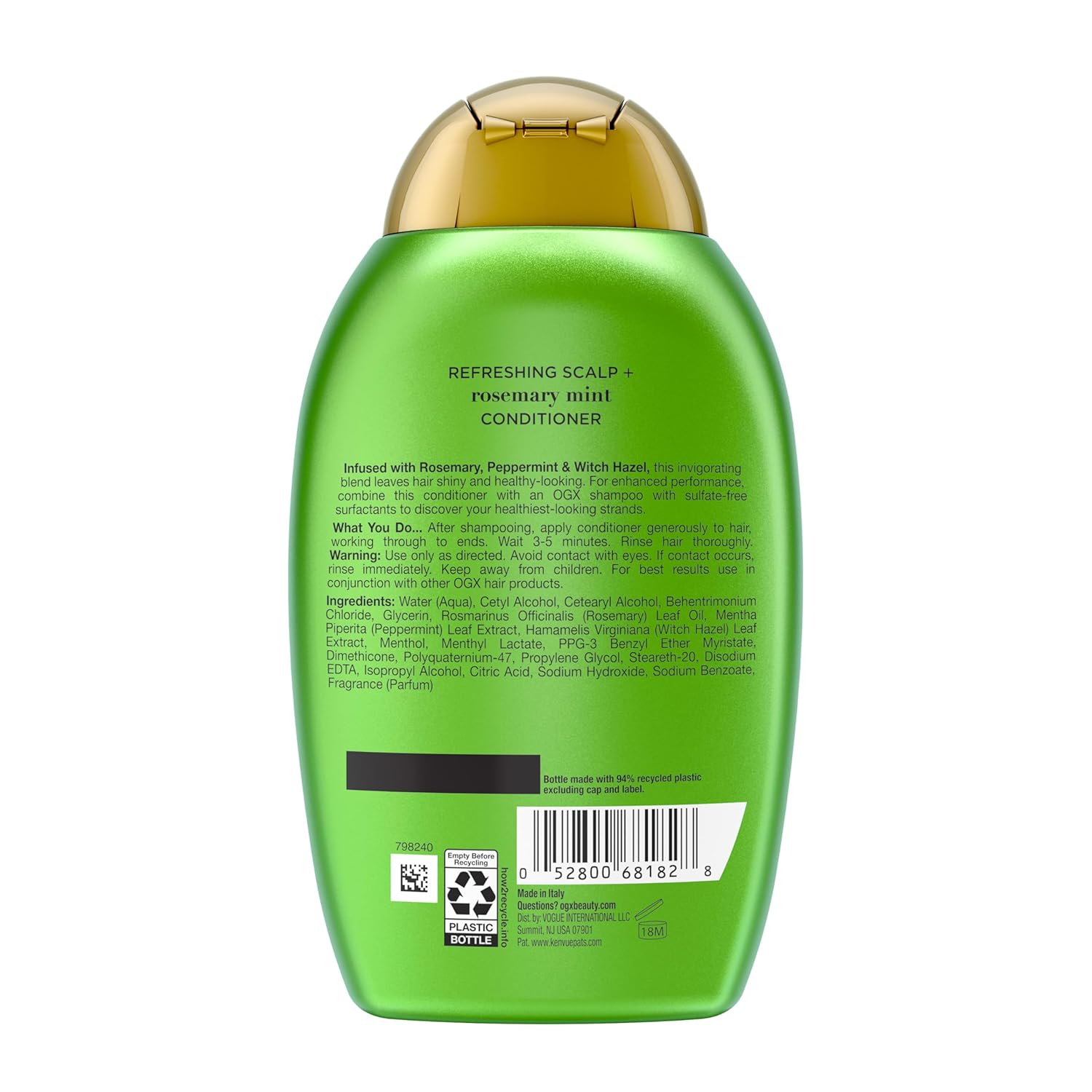 OGX Extra Strength Rosemary Mint Conditioner – Invigorating Minty Scent for Stress-Relief Shower Rituals