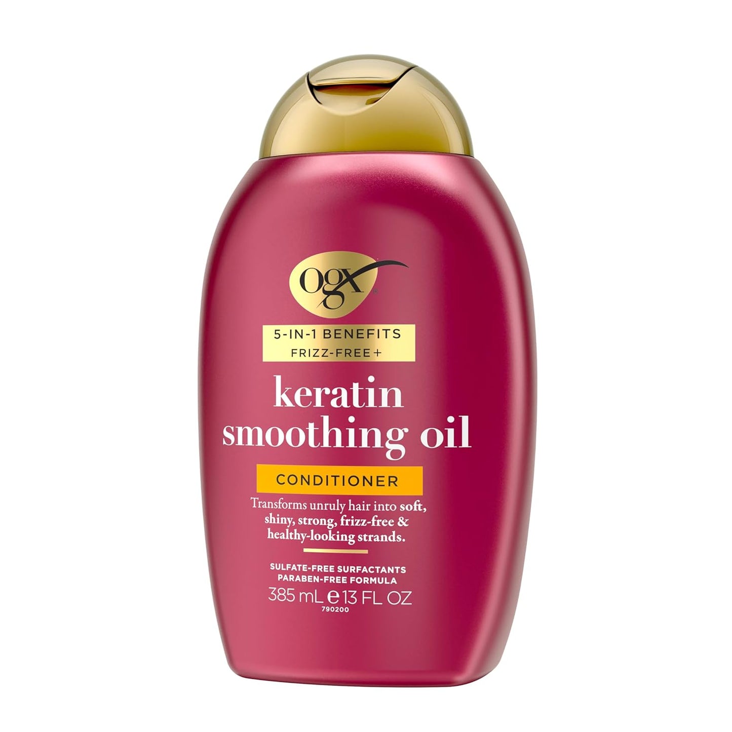 OGX Frizz-Free + Keratin Smoothing Conditioner – Calming Bath Time Essential for Smoother, Shinier Hair