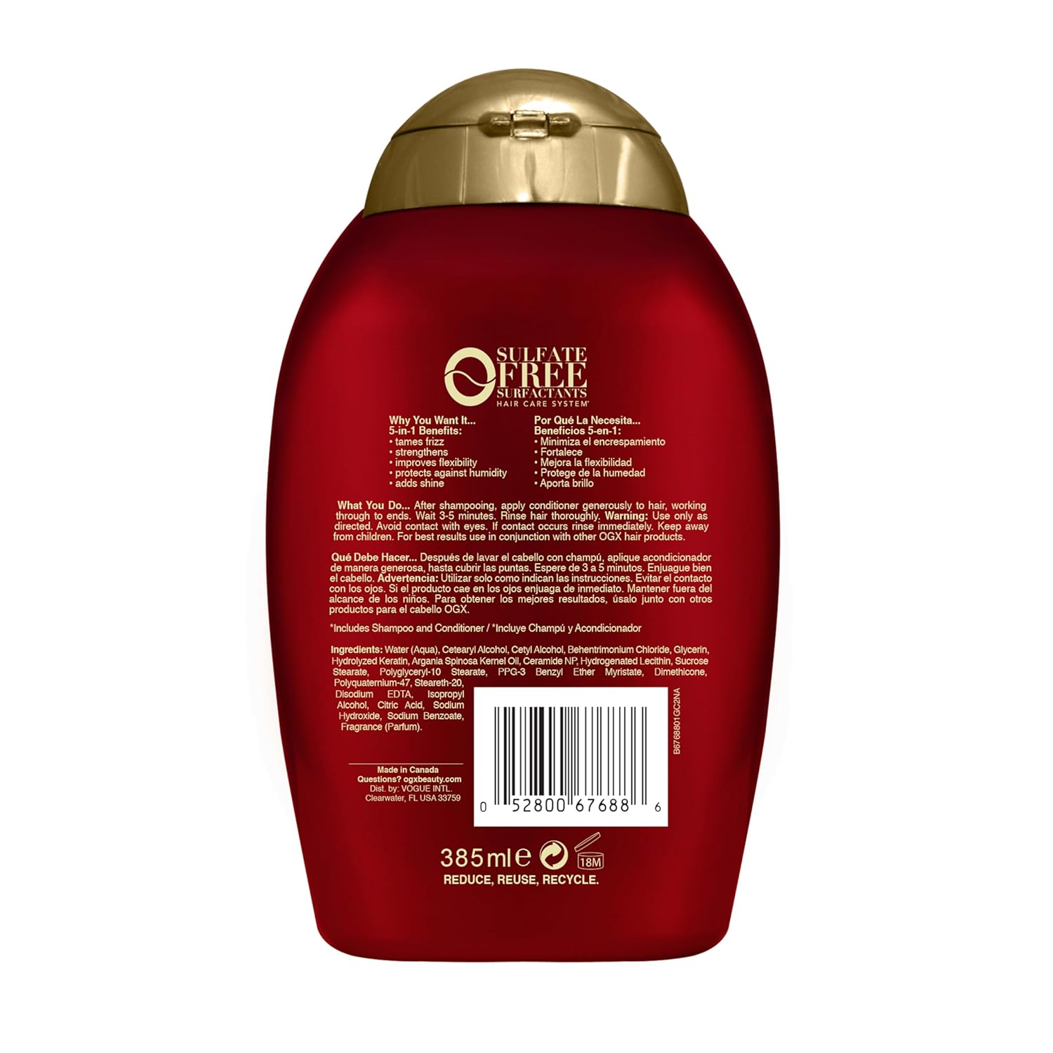 OGX Frizz-Free + Keratin Smoothing Conditioner – Calming Bath Time Essential for Smoother, Shinier Hair