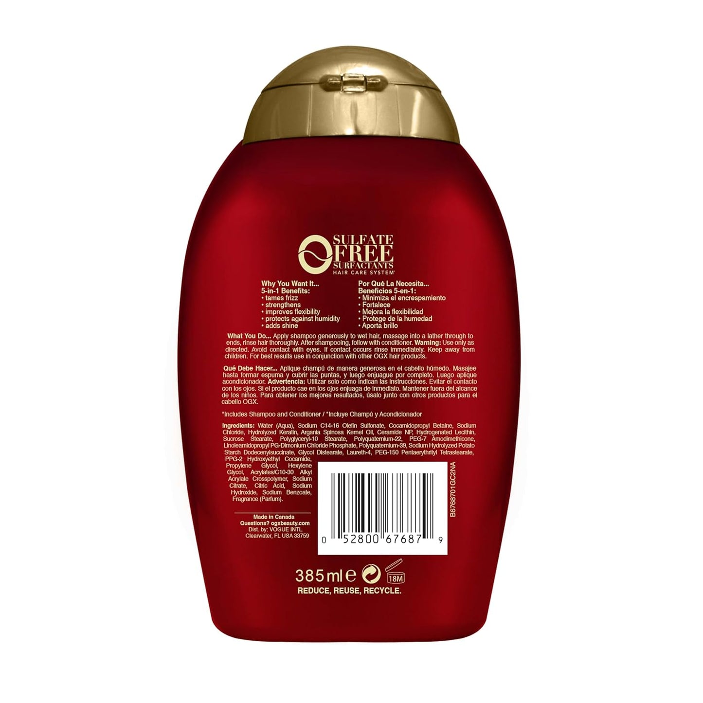 OGX Frizz-Free + Keratin Smoothing Oil Shampoo – Thoughtful Birthday Gift for Women with Frizzy Hair, 13 Fl Oz