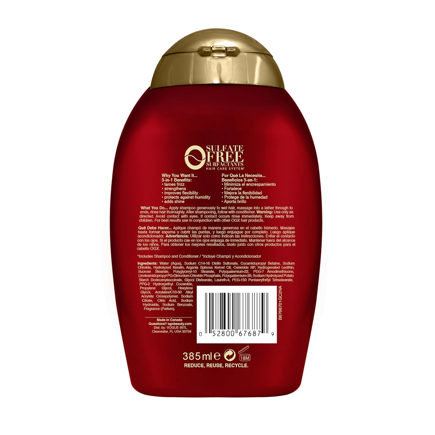 OGX Frizz-Free + Keratin Smoothing Oil Shampoo – Thoughtful Birthday Gift for Women with Frizzy Hair, 13 Fl Oz
